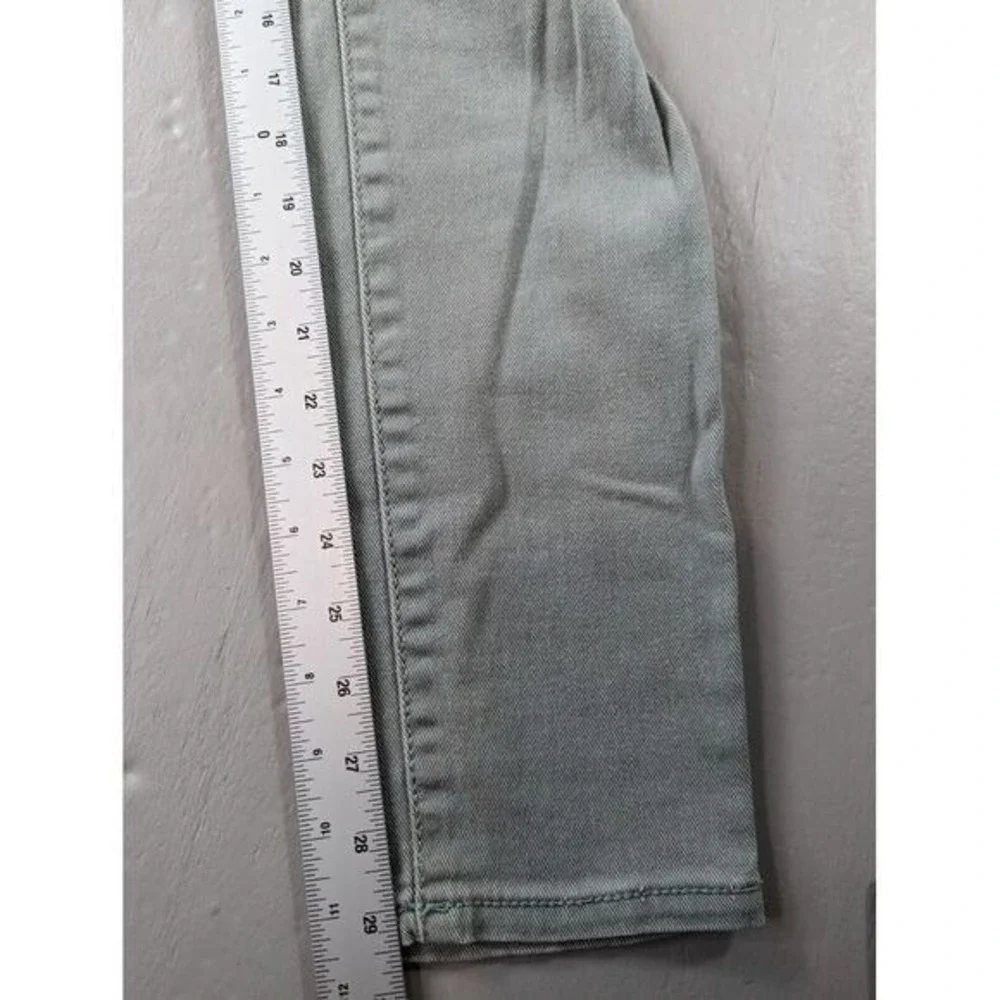 Y2K Hot Kiss Skinny Lily Jeans Womens Sz 7 Light Green Floral Embroider Stretch